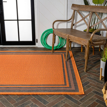 James Modern Border Stripe Indoor/outdoor Area Rug